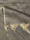 Elegant Black Tissue Silk Dupatta with Subtle Texture & Tassels (Size: 2.5x1 m Approx)