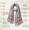 Mir-e-Khas Men's Kashmir-Inspired Kani Paisley & Geometric Border Wool Blend Grey Shawl