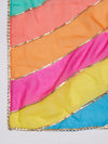 Multicolor Striped Chiffon Dupatta with Gota Lace Detailing (Size: 2.5x1 m Approx)