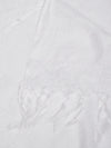 Elegant White Cotton Dupatta with Subtle Woven Stripes & Tassel Detailing (Size: 2.5x1 m Approx)