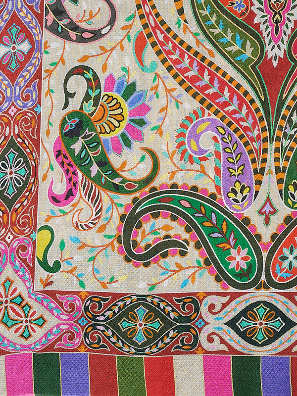 Bamboo Silk Heritage Printed Mens Stole | Refined Traditional Statement Wrap (80 × 28 Inches)