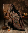 Naqsh-e-Kashmir Inspired Mughal Palace Scenic Jacquard Woven Black Shawl with Zari Work