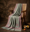 Mir-e-Khas Men's Kashmir-Inspired Kani Paisley & Geometric Border Wool Blend Grey Shawl