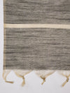 Elegant Black Tissue Silk Dupatta with Subtle Texture & Tassels (Size: 2.5x1 m Approx)