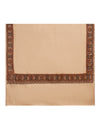 Woolen Women Shawl in Warm Beige with Intricate Traditional Embroidered Border (80 x 40 Inches)
