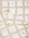 Ivory Chinon Dupatta with Gold Grid Embellishment (Size: 2.5x1 m Approx)