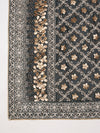 Black Georgette Dupatta with Gold Foil Booti & Lace Border (Size: 2.5x1 m Approx)