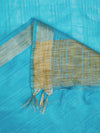 Aqua Chanderi Silk Dupatta with Gold Border & Tassels (Size: 2.5x1 m Approx)