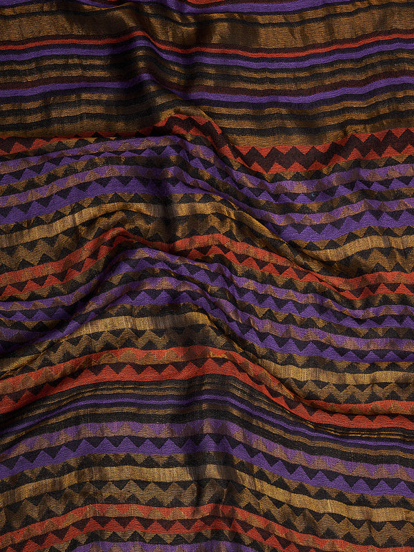 Woolen Zig-Zag Moonlight Zari Women Stole | Traditional Winter Wrap (80 x 28 Inches)
