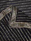 Black Chinon Dupatta with Gold Stripe Sequin Work & Gota Border (Size: 2.5x1 m Approx)