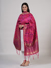 Rani Kashmiri Silk Dupatta with Multicolour Floral Vine Weave & Zari Border (Size: 2.5x1 m Approx)