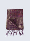 Purple Paithani Silk Dupatta with Geometric Zari Jaal & Traditional Border (Size: 2.5x1 m Approx)