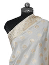 Off White Paithani Silk Dupatta with Traditional Peacock Motifs (Size: 2.5x1 m Approx)