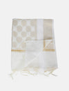 White Banarasi Silk Dupatta with Woven Butti Motifs & Zari Border (Size: 2.5x1 m Approx)