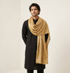 Nazneen Chiffon Mens Dupatta – Solid Gold with Elegant Lace Border