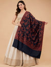 Naqsh-e-Kashmir All-Over Floral Woven Kani Jacquard Wool Blend Black Shawl