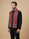Reserve Mens Bamboo Silk Floral Kalamkari Printed Red Stole