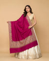 Naqsh-e-Kashmir Woven Kani Jacquard Border Wine Shawl | Wool Blend