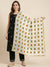 Chinon Phulkari Women White Dupatta with Traditional Motif Work & Tape Border