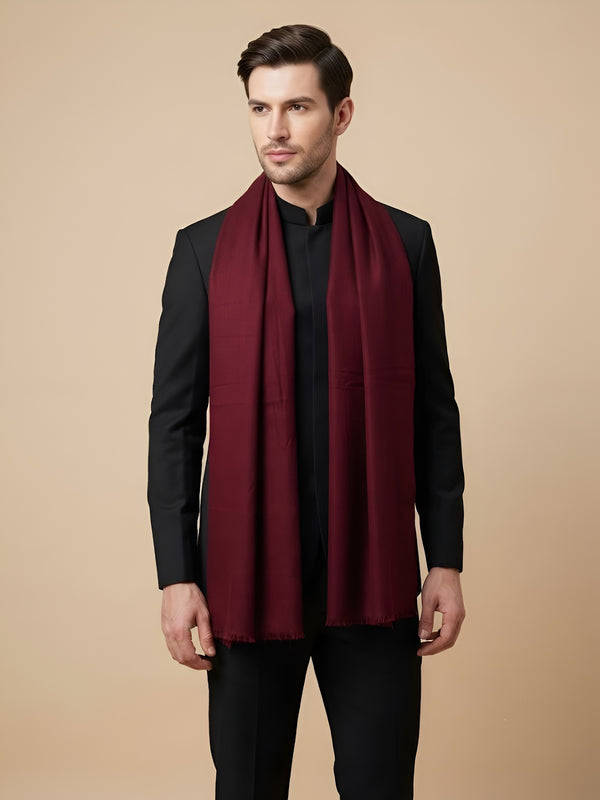 Timeless Mens Micro Wool Solid Timeless Maroon Stole | Soft Everyday Wrap