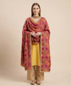 Luxe Phulkari Chinon Mirror Work Embroidered Pink Dupatta with Elegant Lace Border