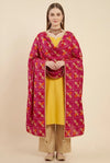 Luxe Phulkari Chinon Mirror Work Embroidered Dupatta with Elegant Lace Border
