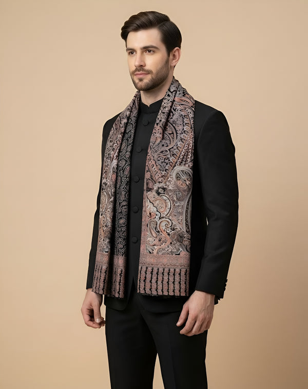 Reserve Mens Bamboo Silk Heritage Printed Reversible Brown Stole