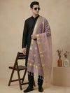 Organza Meena Jaal Mens Dupatta – Lavender with Gold Woven Design