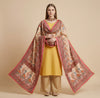 Chinon Floral Mirror Work Women Multicolor Dupatta with Designer Printed Panels & Lace Border