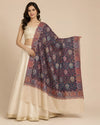 Naqsh-e-Kashmir Woven Kani Jacquard Floral Shawl with Traditional Beige Border & Panel