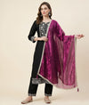 Fendi Women Dupatta – Wine Tone with Lace Border & Latkan
