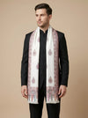 Noble Kani Woven Paisley Border Wool Blend White Stole