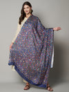 Bamboo Silk Blue Kashmiri Women Stole with Traditional Paisley Jaal | Soft & Elegant | 80×28 Inches