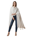 Everyday Solid Textured Viscose White Women's Stole | Lightweight Wrap