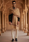 Elegant Brown Woolen Mens Shawl with Embroidered Border – Ethnic Wrap (80 x 40 Inches)