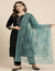 Teal Organza Embroidered Dupatta for Women with Paisley & Floral