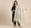 White Organza Dupatta with Gota Patti Work & Tassel Border