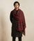 Maroon Nazneen Chiffon Mens Dupatta with Multicolor Stripes & Pom Pom