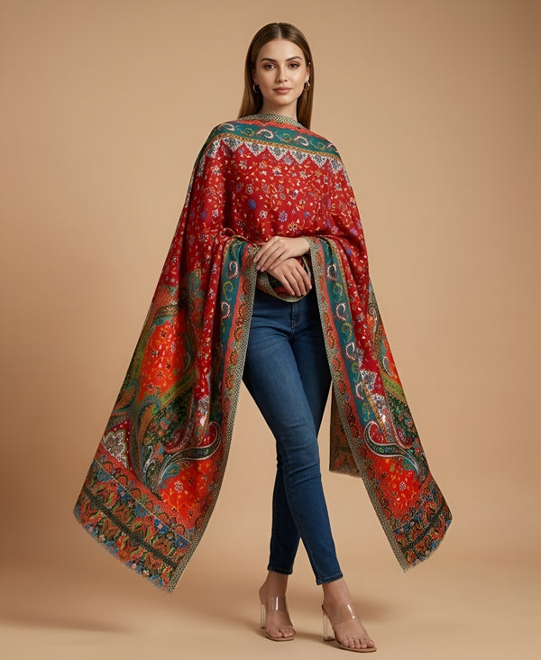 Signature Bamboo Silk Paisley PrintedStole | Heritage Floral & Ornamental Print