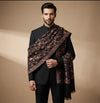 Mir-e-Khas Men's Kashmir-Inspired Jamawar Floral Paisley Vine Black Shawl