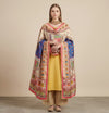 Chinon Floral Mirror Work Women Multicolor Dupatta with Designer Printed Panels & Lace Border
