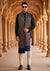 Woolen Mens Shawl in Blue with All-Over Floral Jaal Weave (80 x 40 Inches)