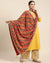 Luxe Chinon Women Phulkari Multicolor Dupatta with Mirror Work, Lace Border & Latkan Tassels