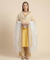 Luxe Fendi Women White Dupatta with 2 Side Scalloped Border, Mirror Detailing & Buti Embellishment