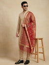 Organza Meena Jaal Mens Dupatta – Red with Gold Woven Design