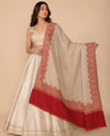 Naqsh-e-Kashmir Woven Kani Jacquard Maroon Shawl with Solid Panel & Traditional Border