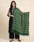 Chinon Bandhani Print Crush Women Green Dupatta with Traditional Motif Grid Design & Tassel Detailing