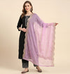 Pink Organza Women Dupatta – Scalloped Cutwork Border with Buti Work