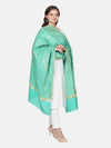 Teal Banarasi Silk Dupatta with Elegant Woven Floral Jaal (Size: 2.5x1 m Approx)