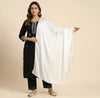 White Nazneen Chiffon Dupatta with Lace Border | Solid Lightweight Wrap
